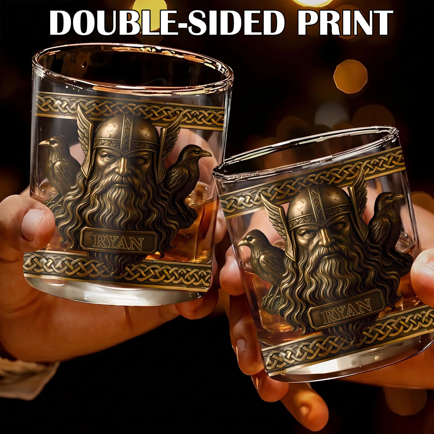 Personalized Viking Allfather Whiskey Glass - Custom Odin Design