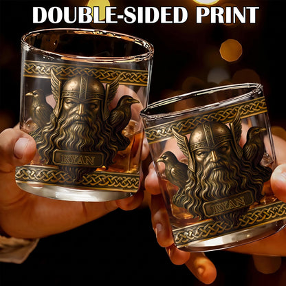 Personalized Viking Allfather Whiskey Glass - Custom Odin Design