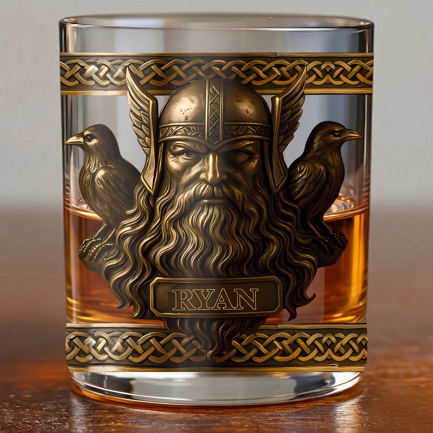 Personalized Viking Allfather Whiskey Glass - Custom Odin Design