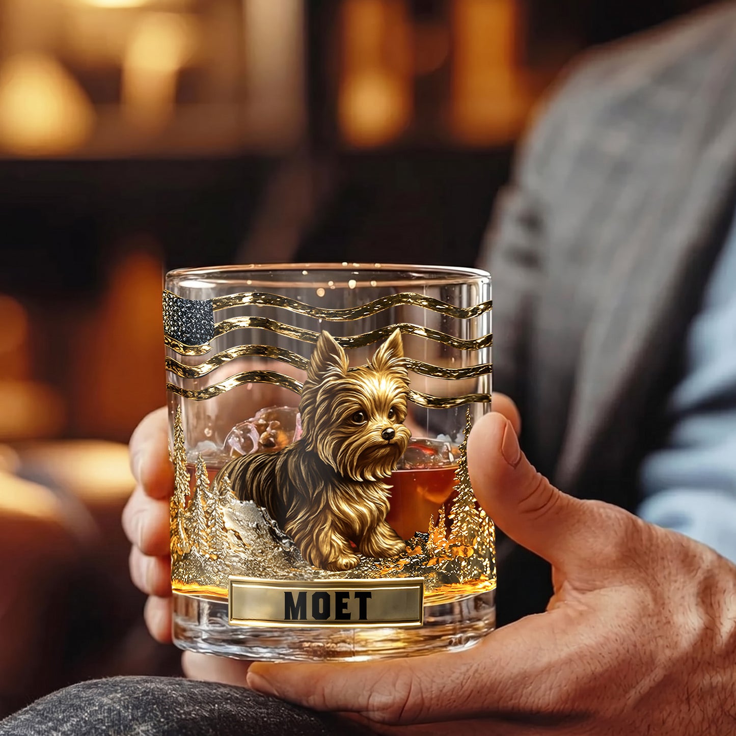 Personalized Yorkshire Terrier Whiskey Glass - Custom Dog Lover Gift