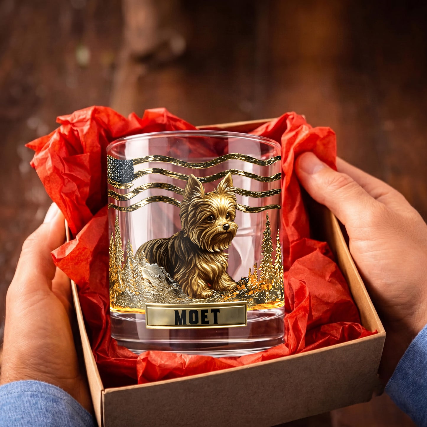 Personalized Yorkshire Terrier Whiskey Glass - Custom Dog Lover Gift