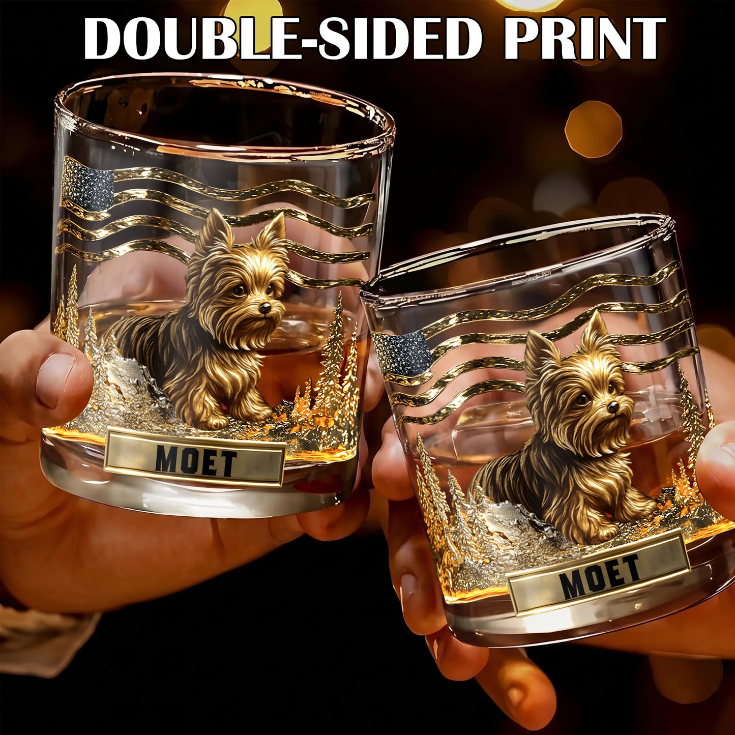 Personalized Yorkshire Terrier Whiskey Glass - Custom Dog Lover Gift