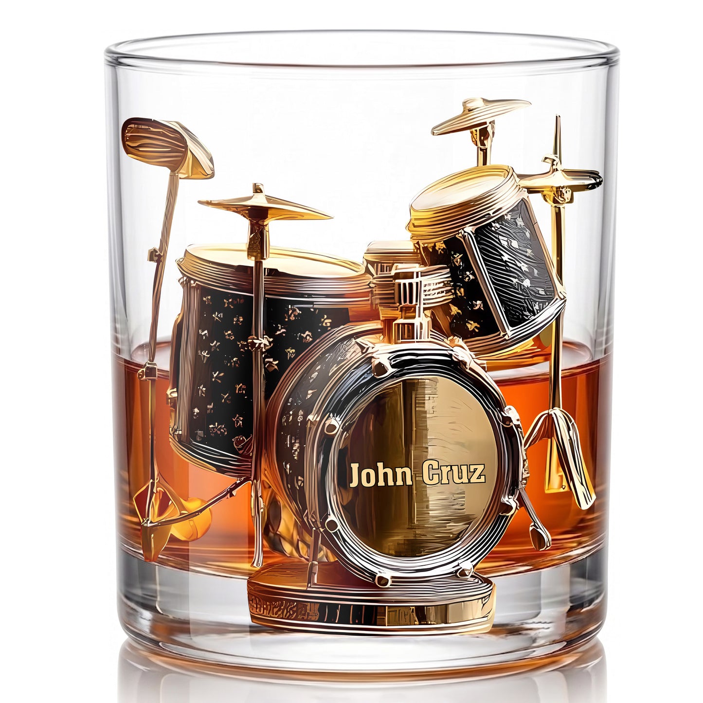 Personalized Drum Kit Whiskey Glass - Custom Drummer Musician Gift