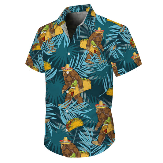 Funny Bigfoot Taco Sombrero Tropical Hawaiian Shirt for Men & Women Aloha