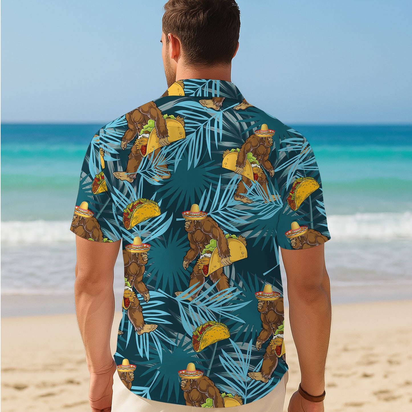 Funny Bigfoot Taco Sombrero Tropical Hawaiian Shirt for Men & Women Aloha