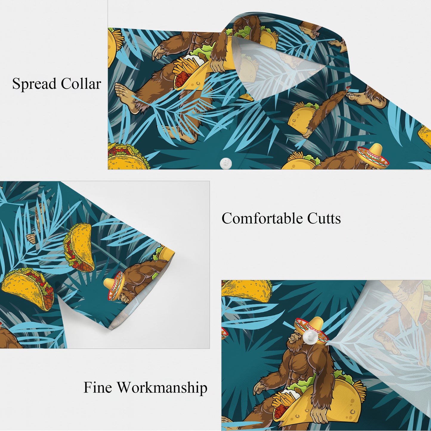 Funny Bigfoot Taco Sombrero Tropical Hawaiian Shirt for Men & Women Aloha