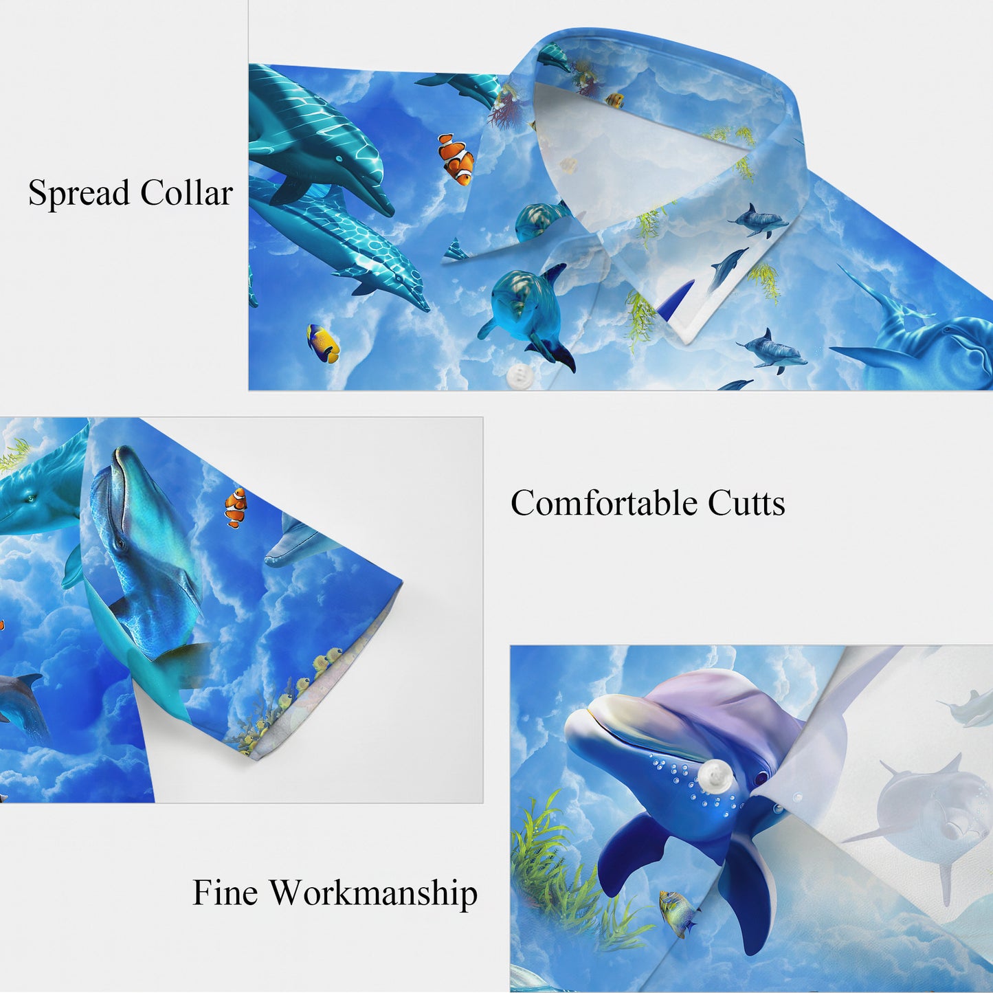 Dolphin Spirit Animal Ocean Coral Reef Hawaiian Shirt for Men & Women Aloha