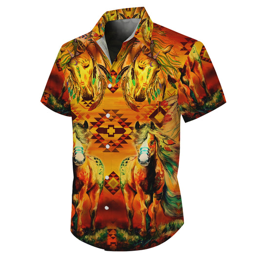 Native American Tribal Horse Southwestern Hawaiian Shirt for Men & Women Aloha
