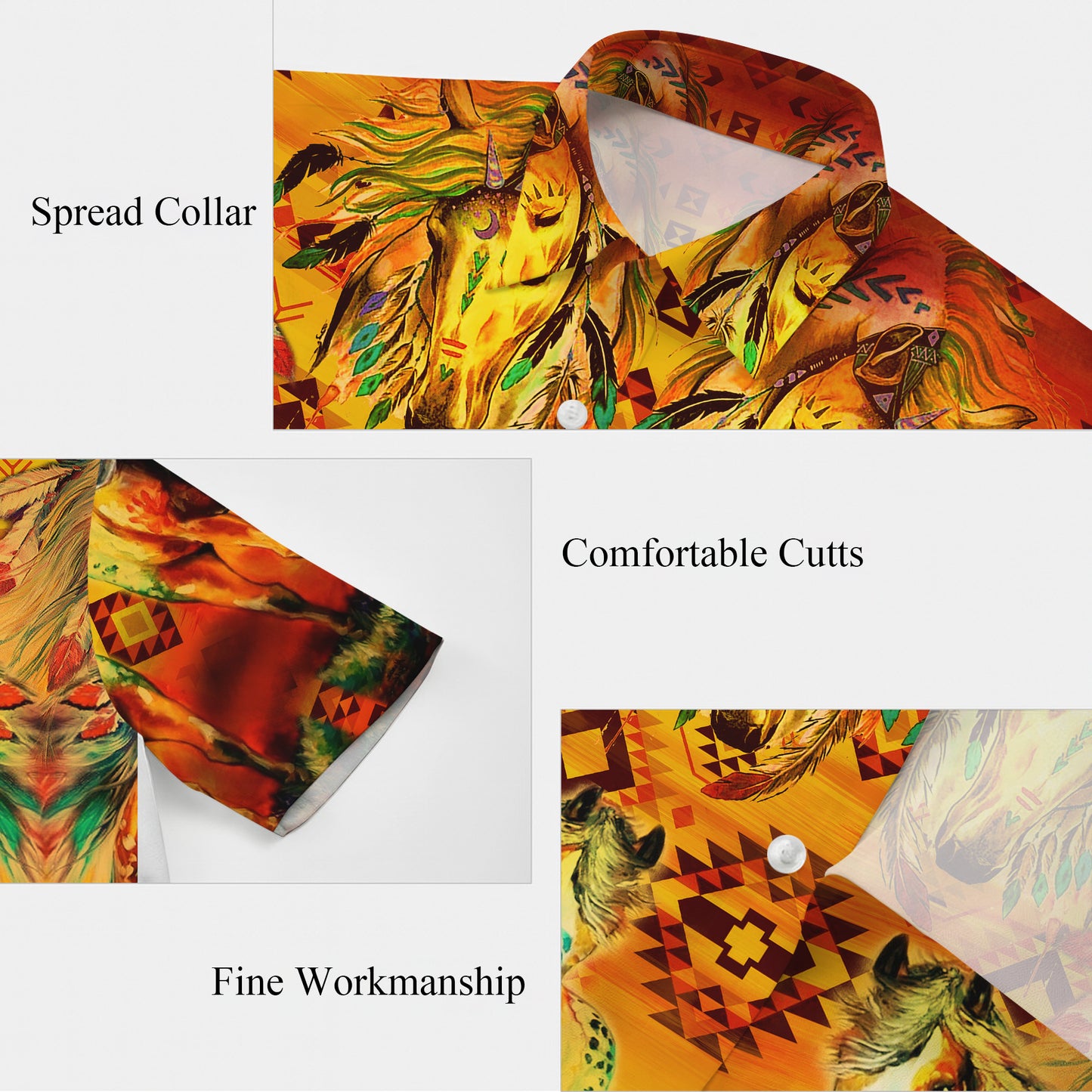 Native American Tribal Horse Southwestern Hawaiian Shirt for Men & Women Aloha