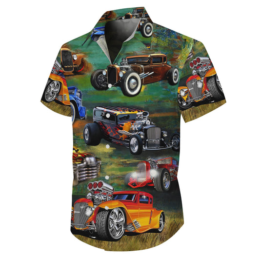 Classic Hot Rod Muscle Car Vintage Hawaiian Shirt for Men & Women Aloha