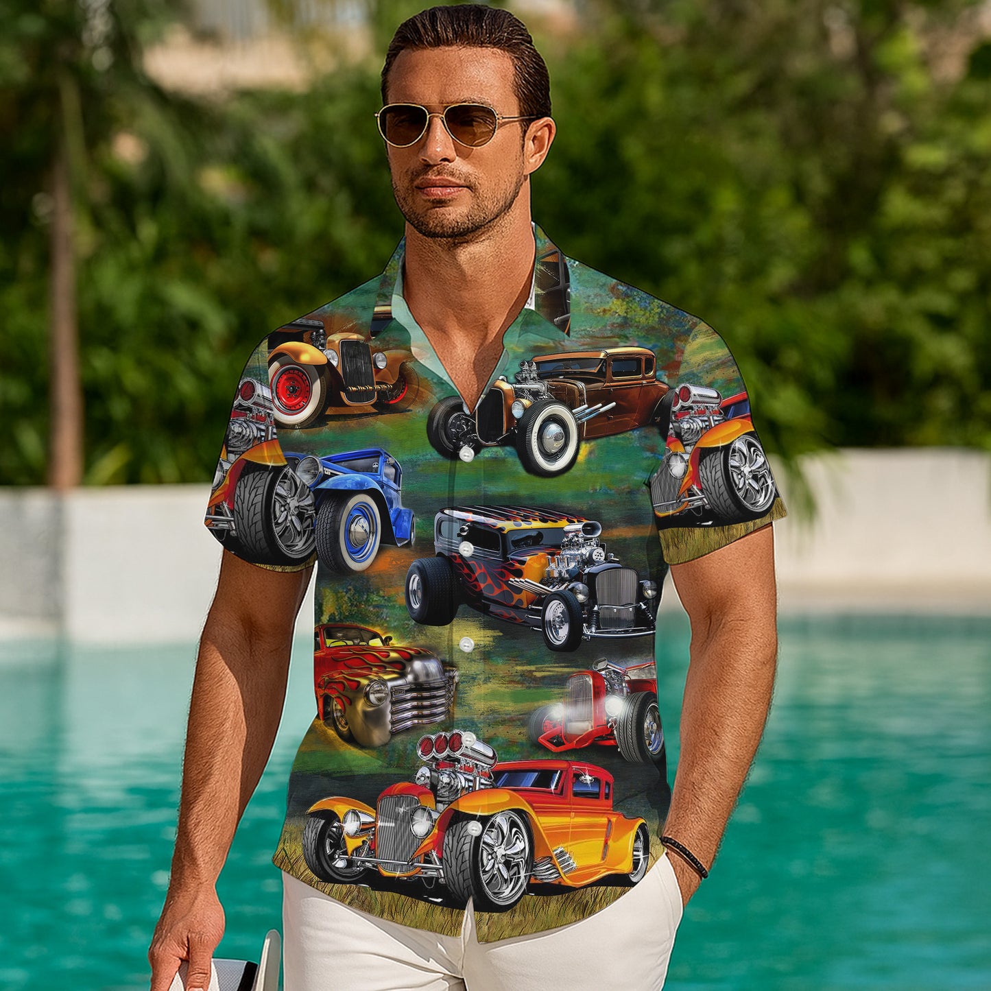 Classic Hot Rod Muscle Car Vintage Hawaiian Shirt for Men & Women Aloha