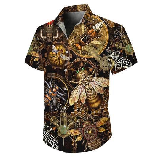 Steampunk Mechanical Bee Gear Hawaiian Shirt for Men & Women Aloha