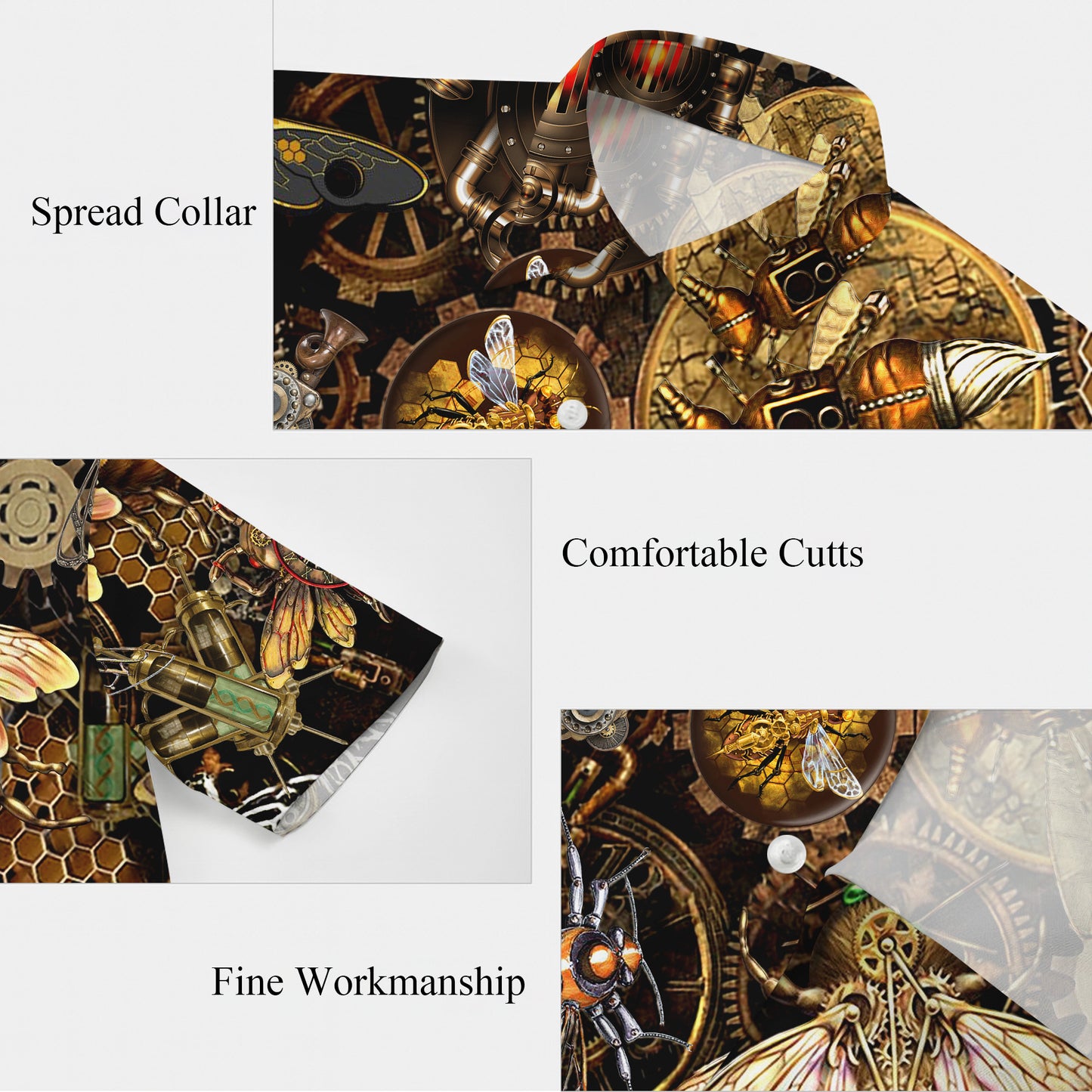 Steampunk Mechanical Bee Gear Hawaiian Shirt for Men & Women Aloha