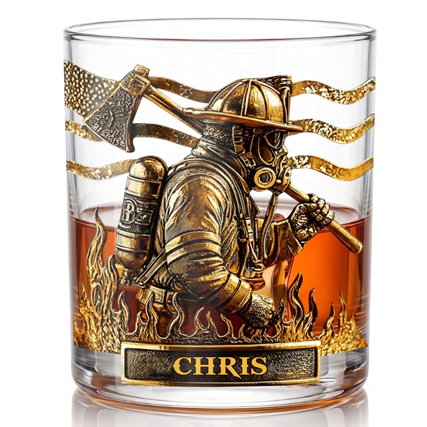 Personalized Firefighter Whiskey Glass - Custom Hero Gift