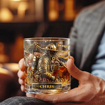 Personalized Firefighter Whiskey Glass - Custom Hero Gift