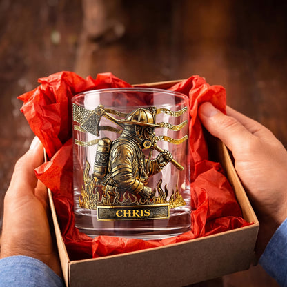 Personalized Firefighter Whiskey Glass - Custom Hero Gift