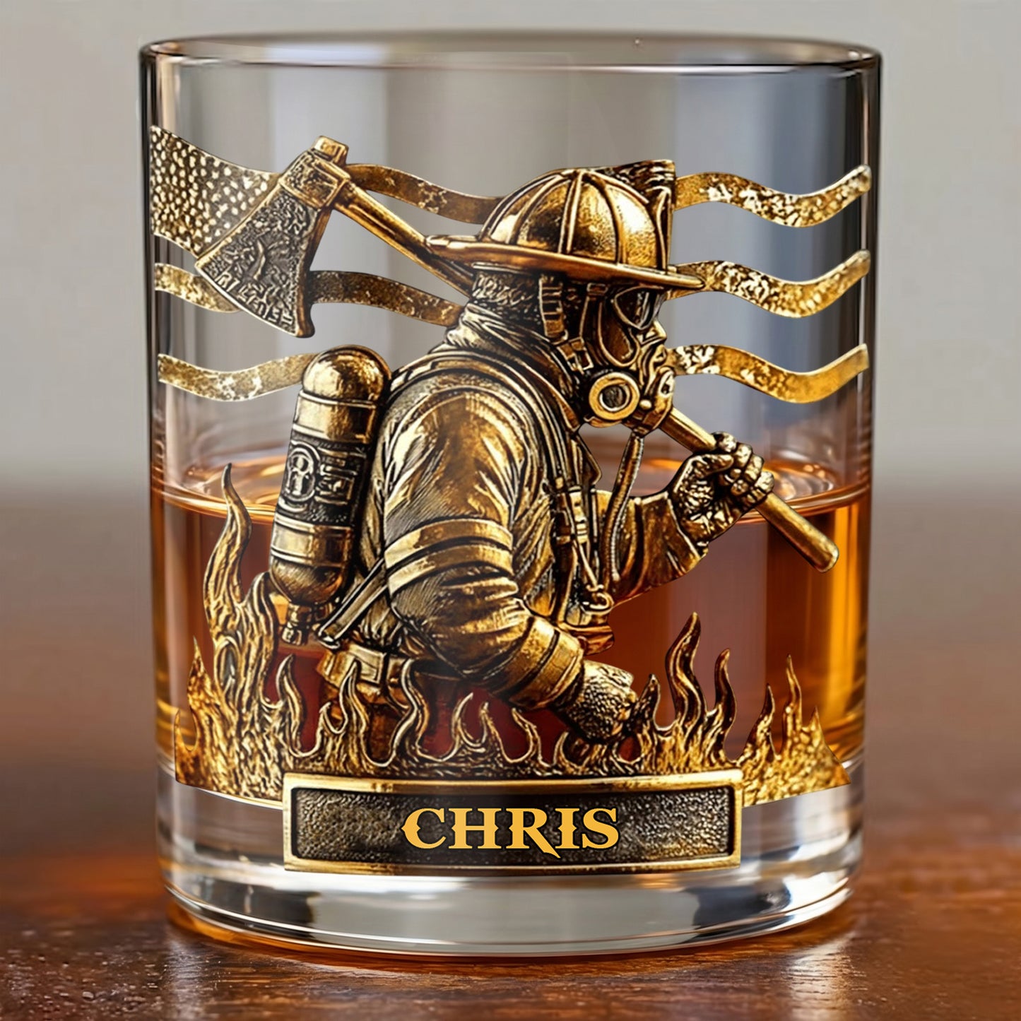 Personalized Firefighter Whiskey Glass - Custom Hero Gift