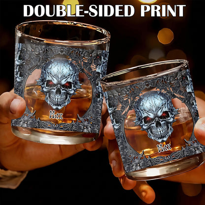 Personalized Gothic Skull Whiskey Glass - Custom Edgy Gift