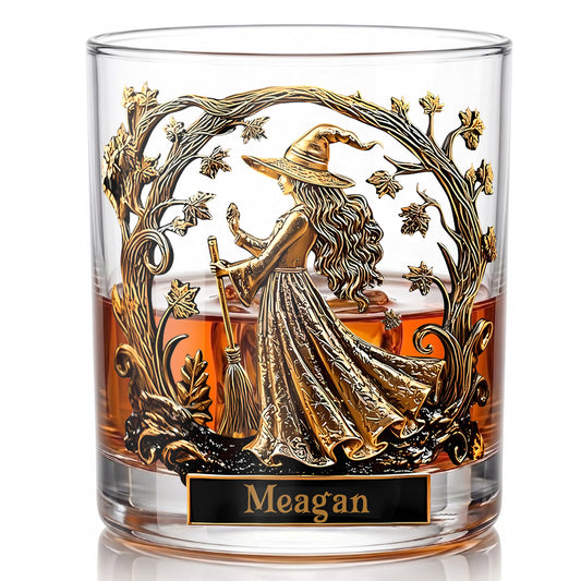 Personalized Witch Whiskey Glass - Custom Autumn Magic Gift