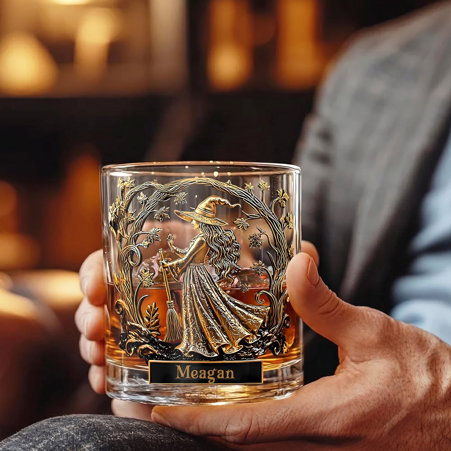 Personalized Witch Whiskey Glass - Custom Autumn Magic Gift