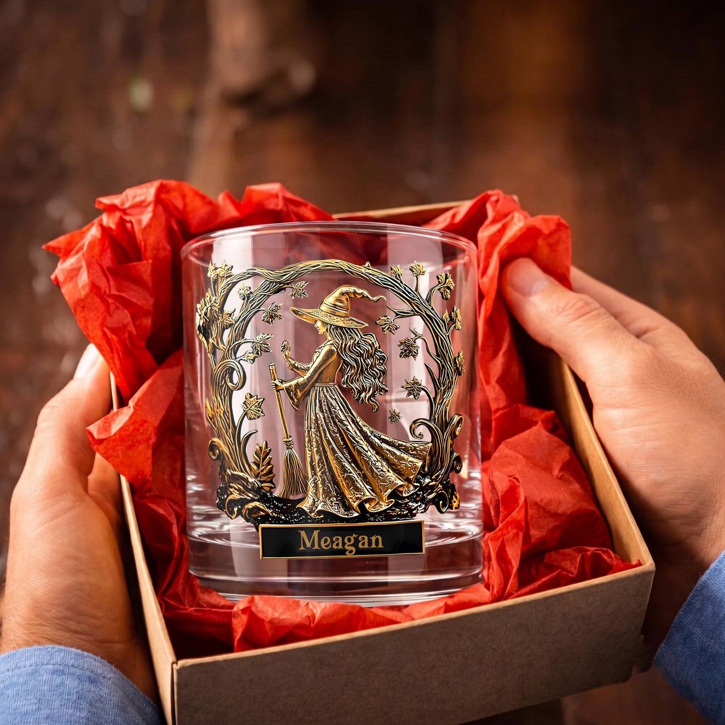 Personalized Witch Whiskey Glass - Custom Autumn Magic Gift