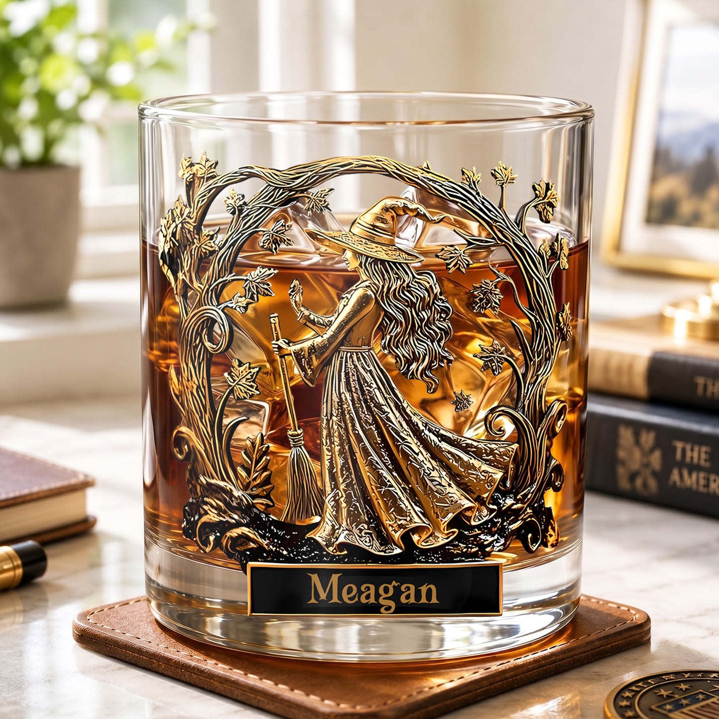 Personalized Witch Whiskey Glass - Custom Autumn Magic Gift