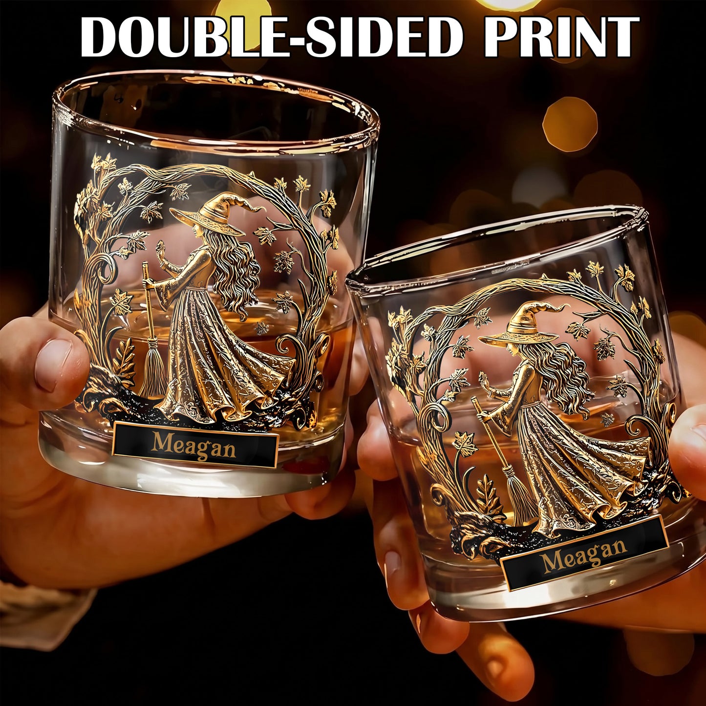Personalized Witch Whiskey Glass - Custom Autumn Magic Gift