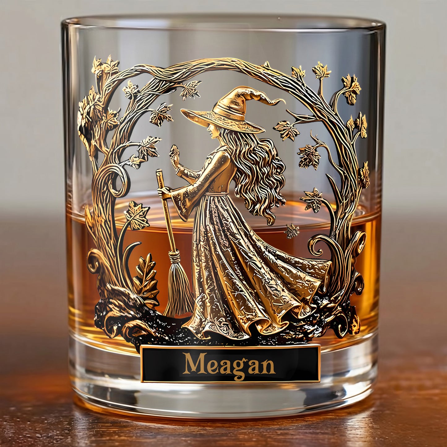 Personalized Witch Whiskey Glass - Custom Autumn Magic Gift