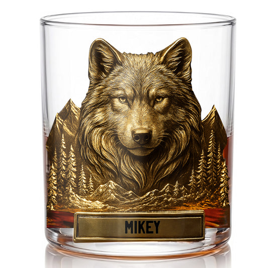 Personalized Wolf Whiskey Glass - Custom Wilderness Gift