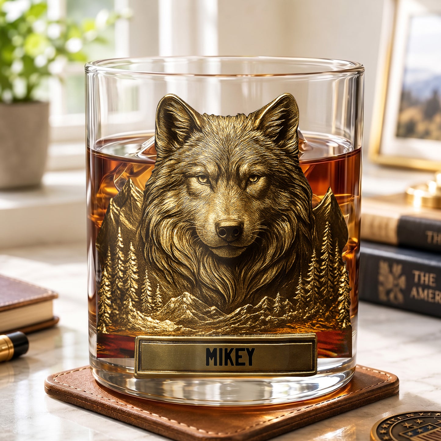 Personalized Wolf Whiskey Glass - Custom Wilderness Gift