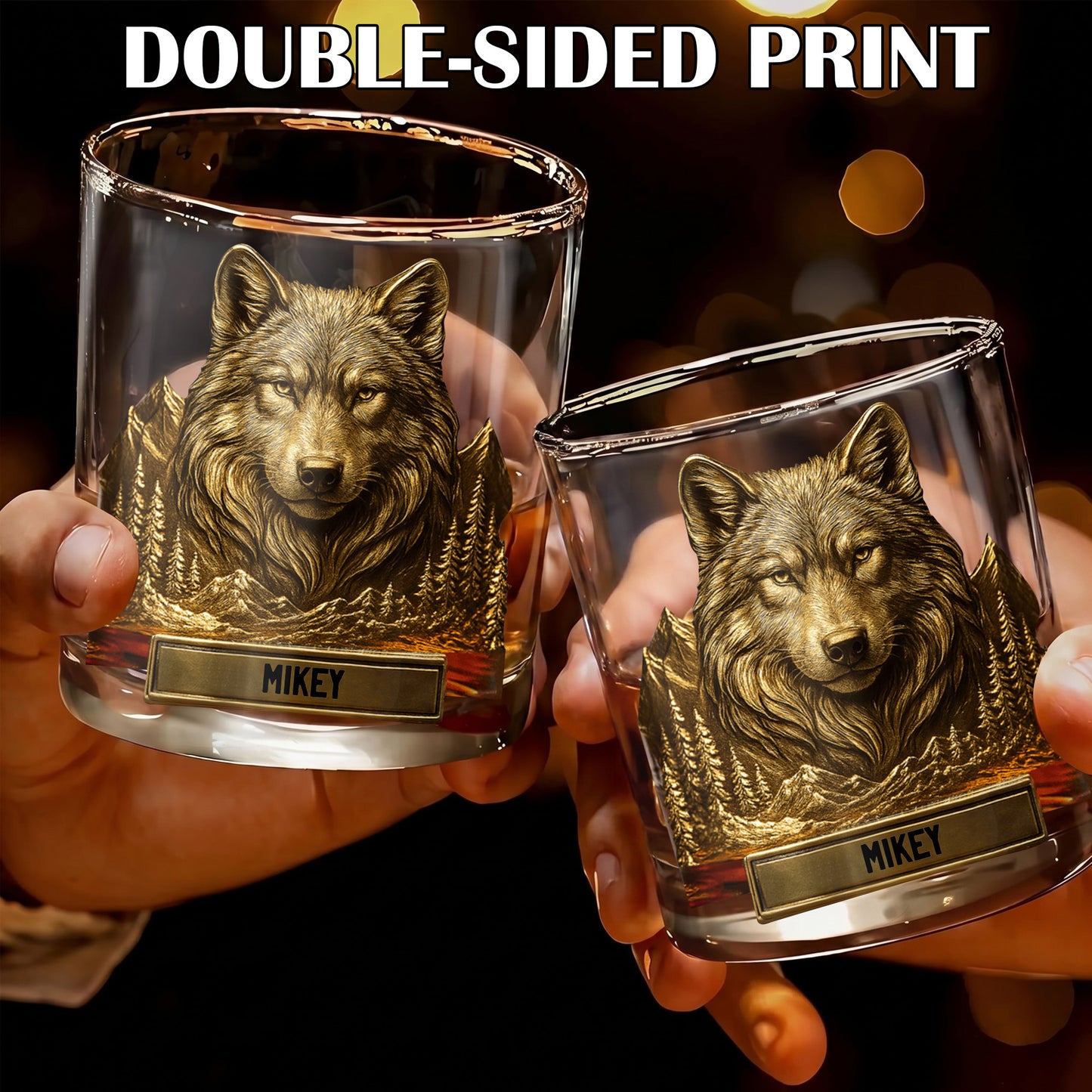 Personalized Wolf Whiskey Glass - Custom Wilderness Gift