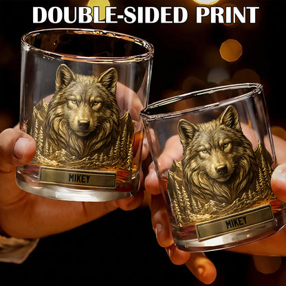 Personalized Wolf Whiskey Glass - Custom Wilderness Gift