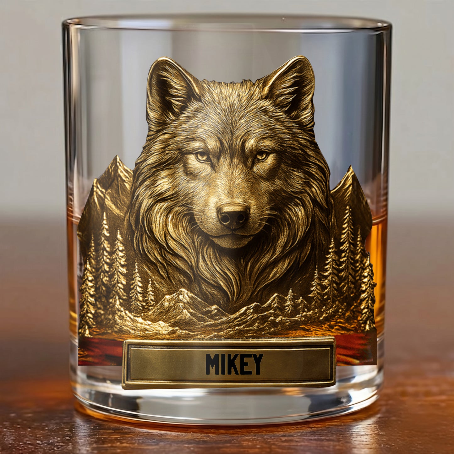 Personalized Wolf Whiskey Glass - Custom Wilderness Gift