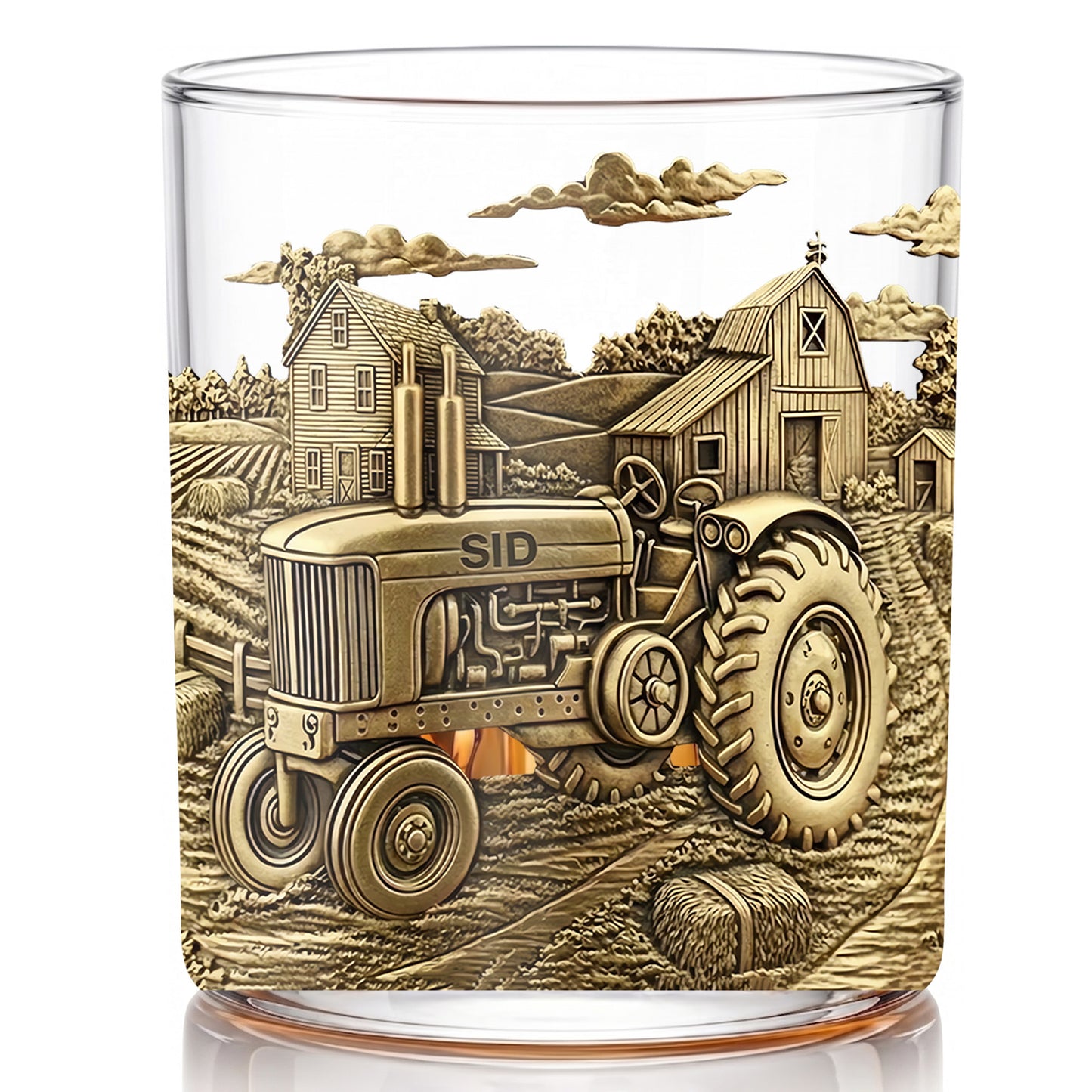 Personalized Tractor Whiskey Glass - Custom Farm Life Gift