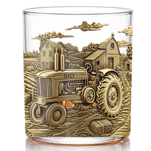 Personalized Tractor Whiskey Glass - Custom Farm Life Gift