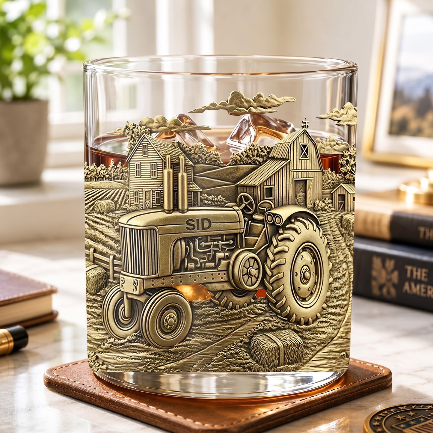 Personalized Tractor Whiskey Glass - Custom Farm Life Gift