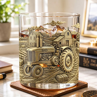 Personalized Tractor Whiskey Glass - Custom Farm Life Gift