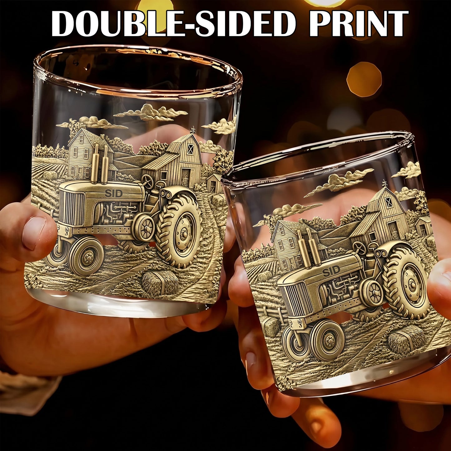 Personalized Tractor Whiskey Glass - Custom Farm Life Gift