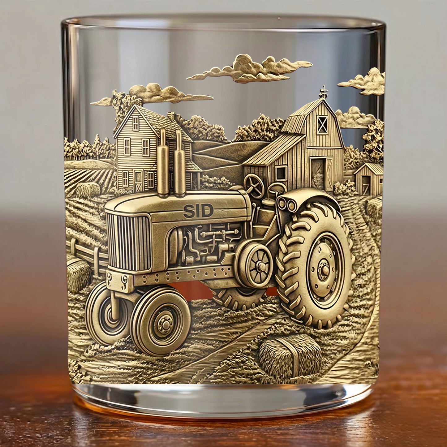 Personalized Tractor Whiskey Glass - Custom Farm Life Gift
