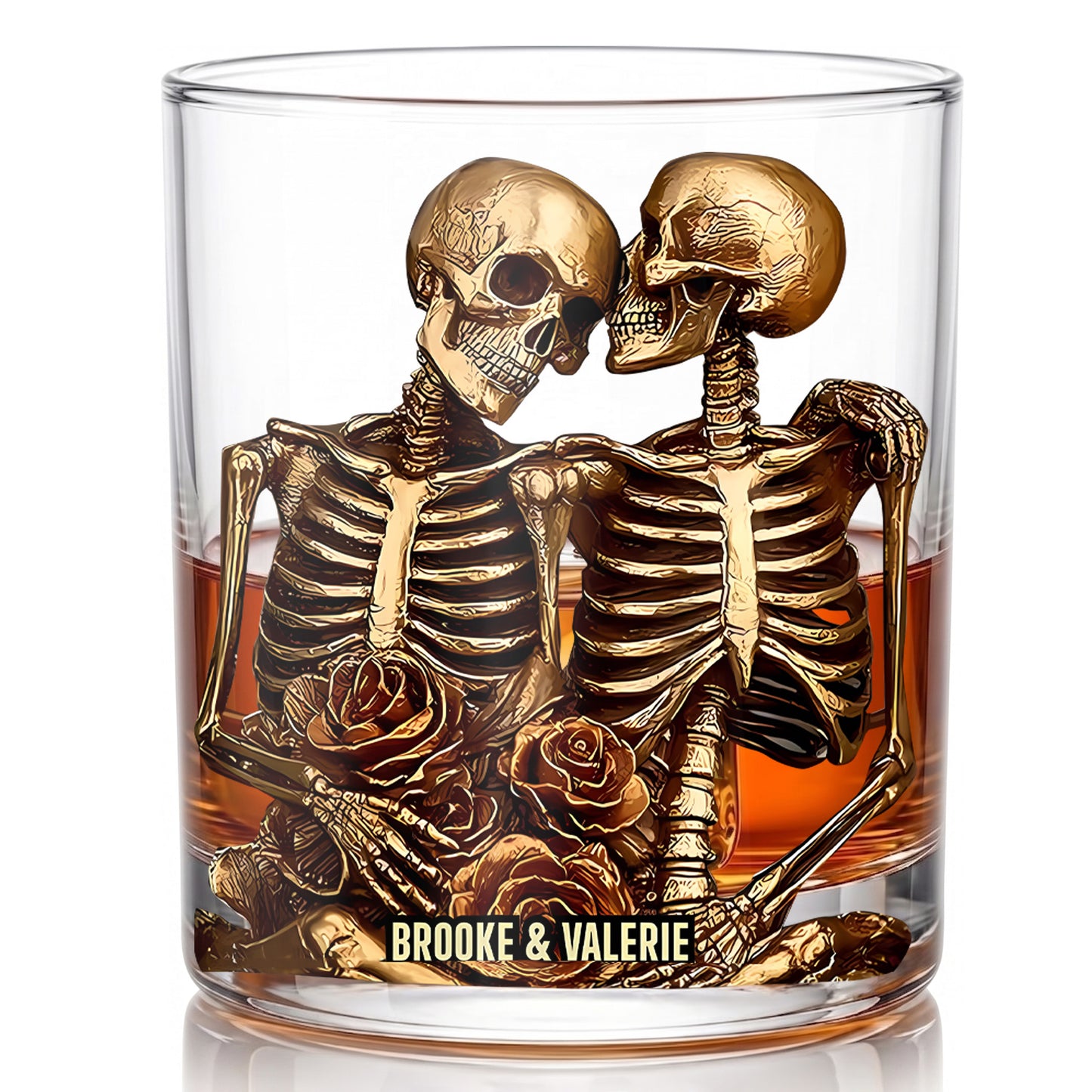 Personalized Skeleton Couple Whiskey Glass - Custom Romantic Gift