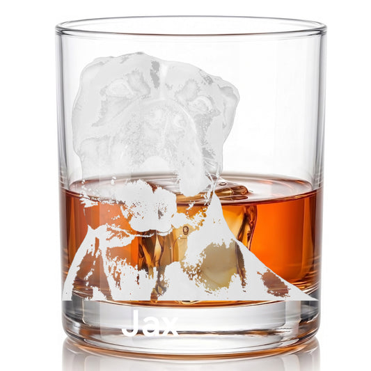 Personalized Dog Portrait Whiskey Glass - Custom Pet Photo Rock Gift