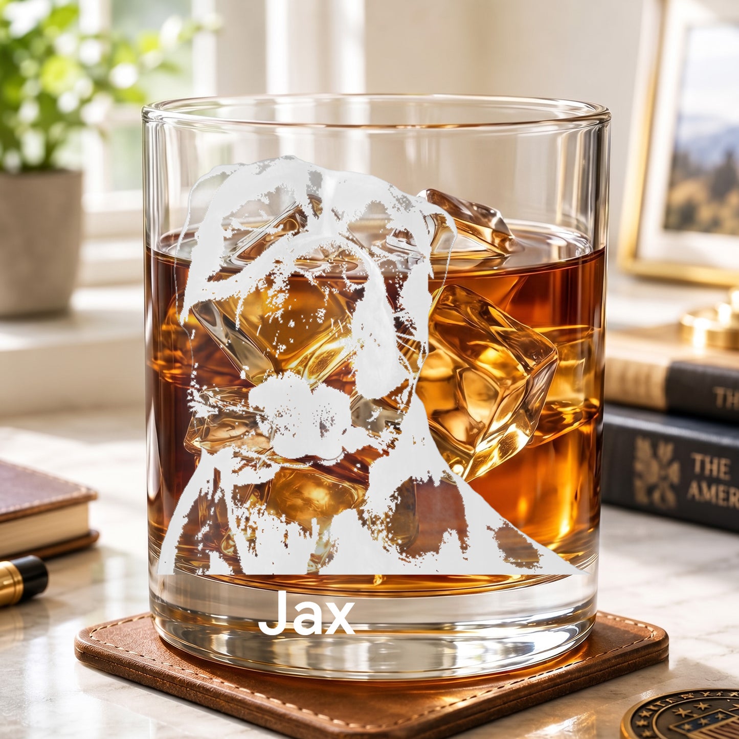 Personalized Dog Portrait Whiskey Glass - Custom Pet Photo Rock Gift