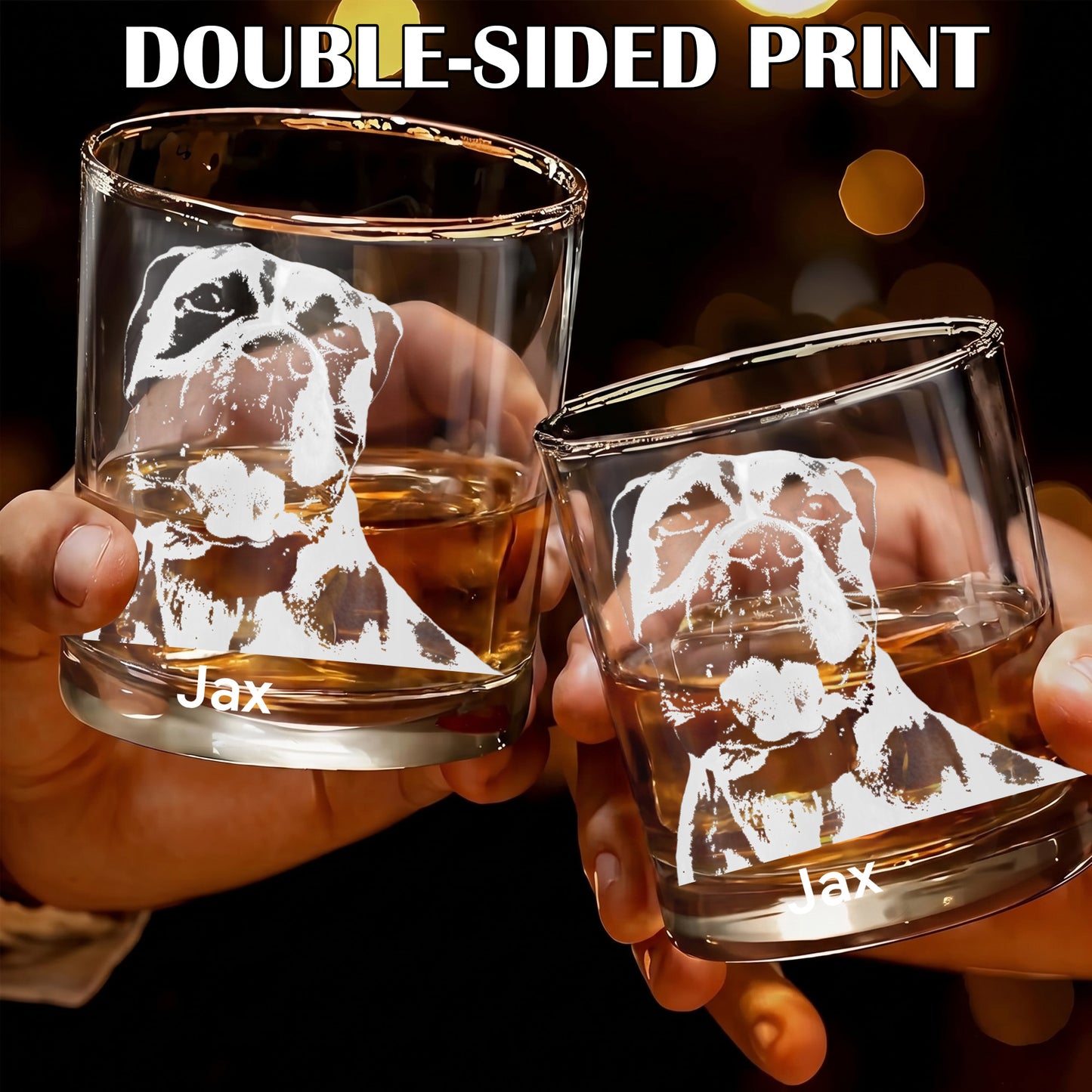Personalized Dog Portrait Whiskey Glass - Custom Pet Photo Rock Gift
