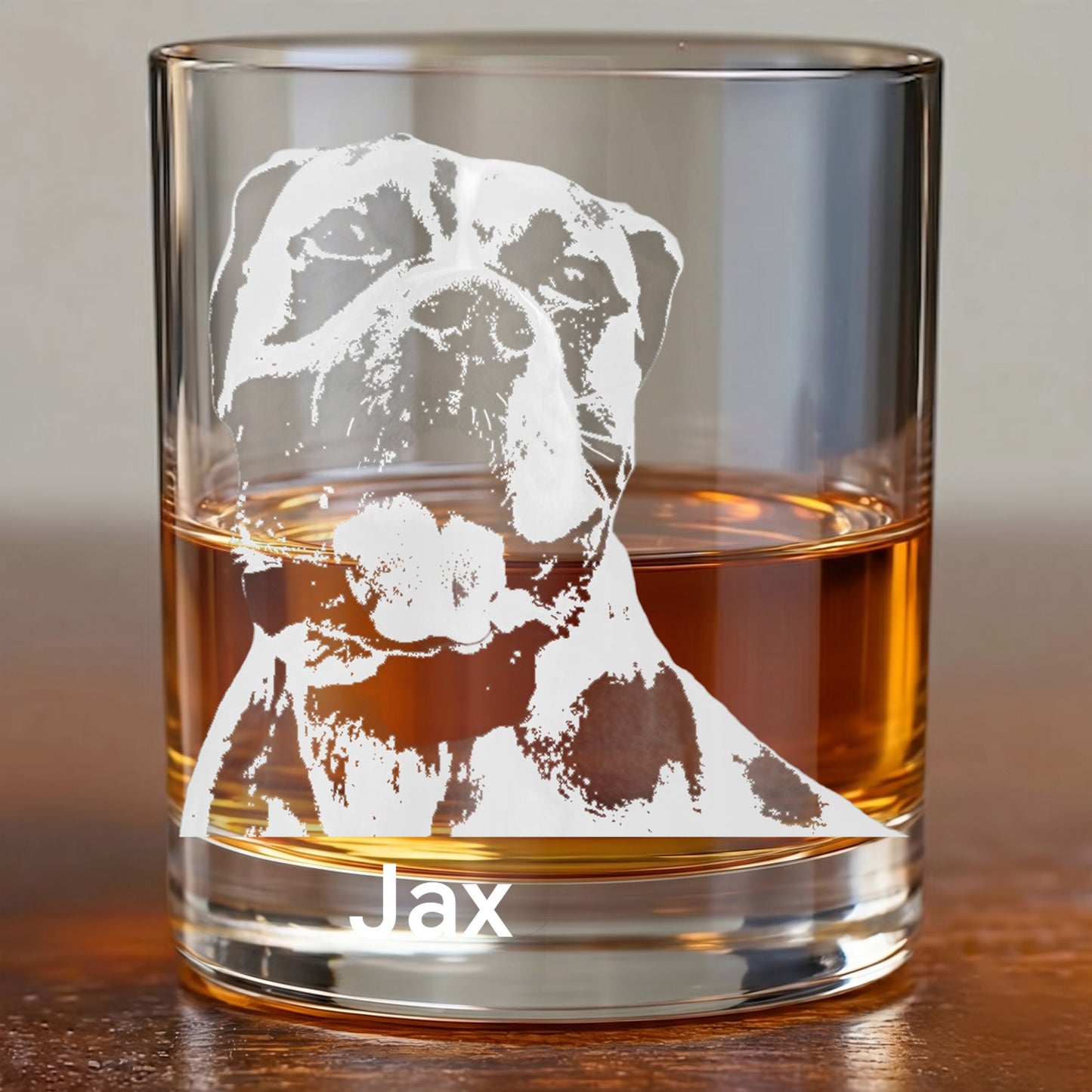 Personalized Dog Portrait Whiskey Glass - Custom Pet Photo Rock Gift