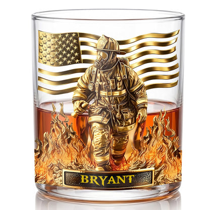Personalized Firefighter Whiskey Glass - Custom Hero Gift