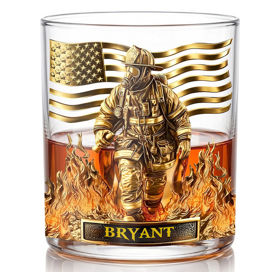 Personalized Firefighter Whiskey Glass - Custom Hero Gift