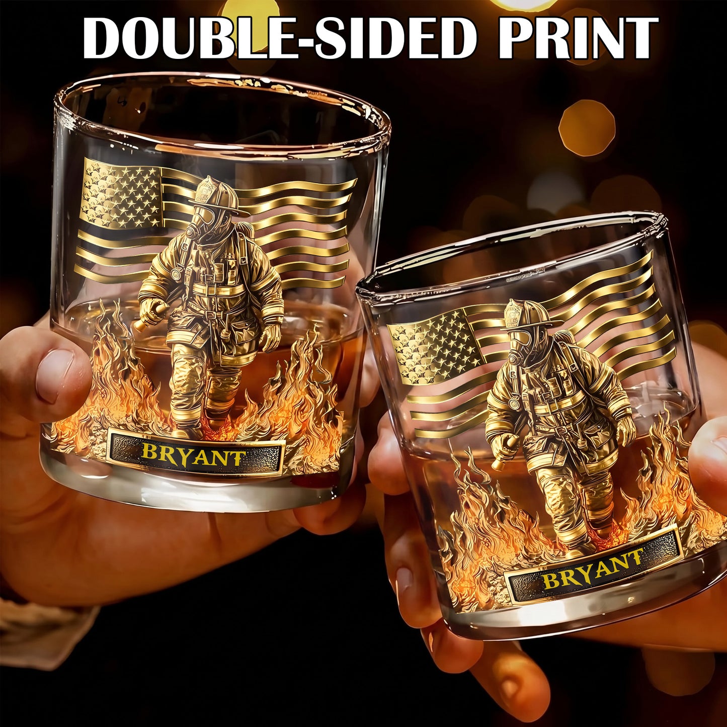 Personalized Firefighter Whiskey Glass - Custom Hero Gift