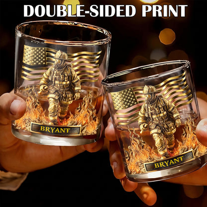 Personalized Firefighter Whiskey Glass - Custom Hero Gift