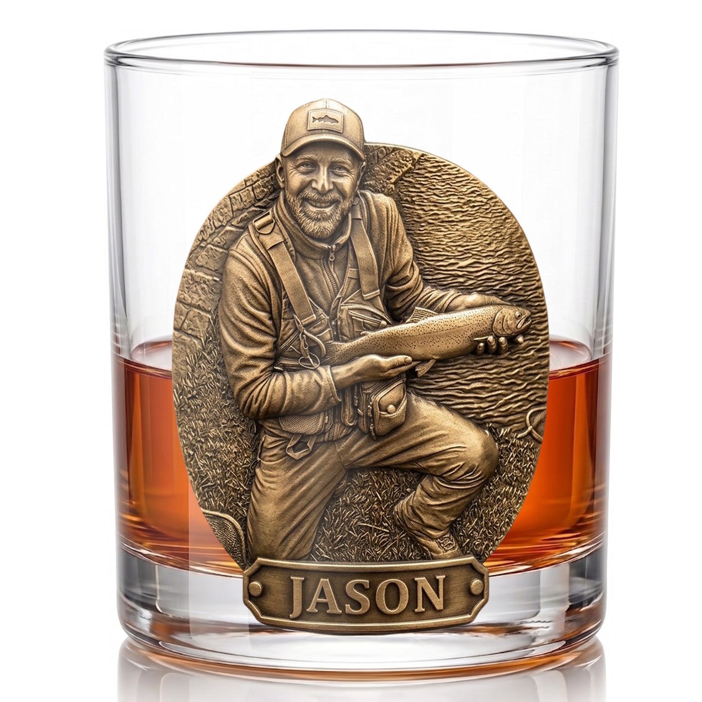 Personalized Fishing Whiskey Glass - Custom Photo Angler Gift