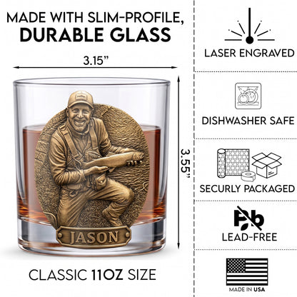 Personalized Fishing Whiskey Glass - Custom Photo Angler Gift